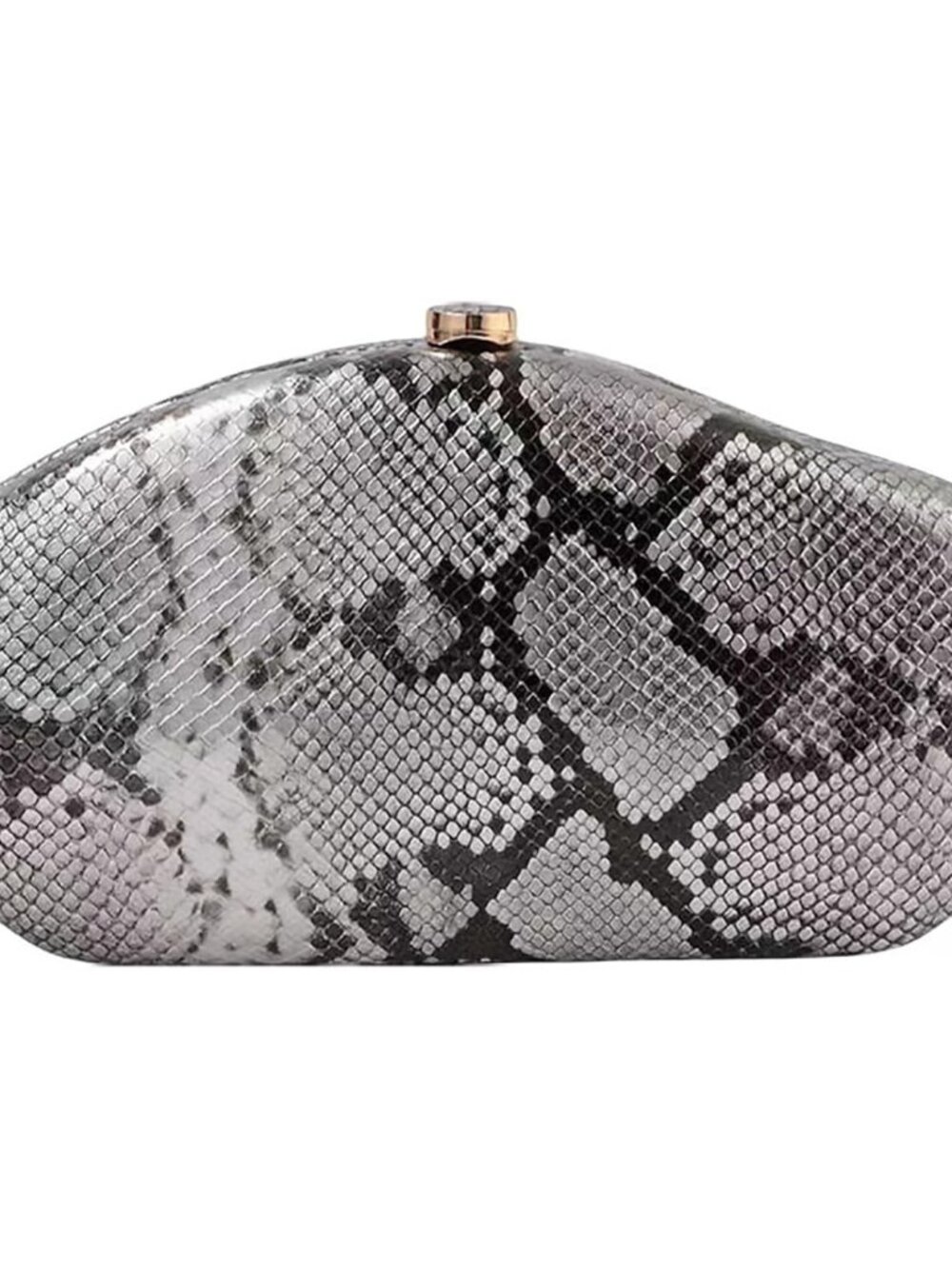 Women Silver Snake Leather Handbag Detachable Crossbody Shoulder Evening Wedding